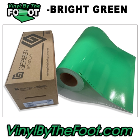 15" 3M/Gerber 220 Series Vinyl - Bright Green gerber, 3m, scotchcal, 220 series, punched, vinyl by the foot, yard, roll, quality, envision, bright, green