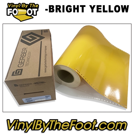 15" 3M/Gerber 220 Series Vinyl - Bright Yellow gerber, 3m, scotchcal, 220 series, punched, vinyl by the foot, yard, roll, quality, envision, bright yellow