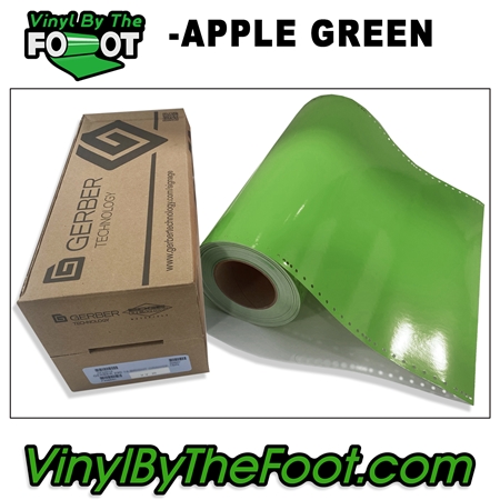 15" 3M/Gerber 220 Series Vinyl - Apple Green gerber, 3m, scotchcal, 220 series, punched, vinyl by the foot, yard, roll, quality, envision, apple green